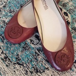 Michael Kors MK Lindsay Ballet Flats 9.5 Burgundy